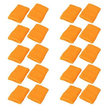 Imagem de Mallofusa Pacote com 10 Pulseiras de Basquete Esportivas Coloridas Absorventes de Futebol Festa ao Ar Livre, Laranja, Standard