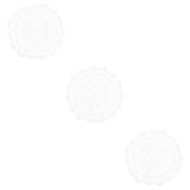 Imagem de Alipis 3 Pecas Tapete Decorativo Tapete De Banho Boêmio Tapete De Quarto Doméstico Entrada Tapete De Banheiro Pequeno Tapete Redondo Algodão Recém-nascido Esteira Tecida Branco Piso