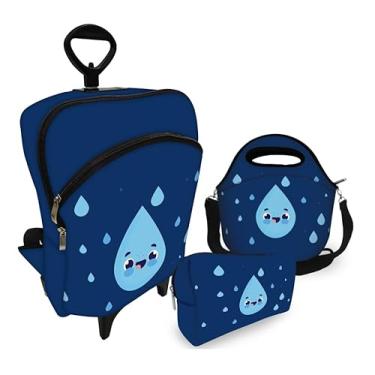 Imagem de Kit Escolar Mochila C/Roda+Lancheira+Estojo Elemento Agua