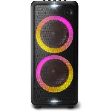Imagem de PHILIPS, Caixa de Som Bluetooth Party Speaker com 2 falantes, com Luzes LED, TAX5208/78, USB, Auxiliar, Entradas Microfone/Guitarra, 14h de bateria, com rodas
