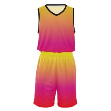 Imagem de Camiseta de basquete marrom coco para crianças, ajuste confortável, camiseta de futebol 5 a 13 anos, Gradiente laranja Ren, P