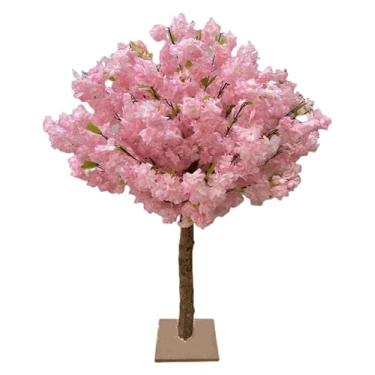 Imagem de Flores Artificiais Árvore artificial da flor de cerejeira da árvore falsa de 120cm/3.9ft com árvore real da simulação das hastes de madeira para a planta artificial exterior interna Decoração(Pink)