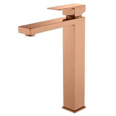 Imagem de Torneira Monocomando Rose Gold Quadrada Banheiro Lavabo Bica Alta Luxo Inovartte IN50