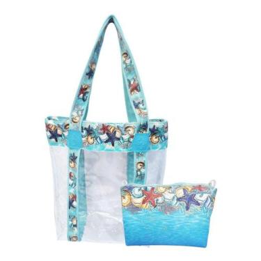 Imagem de Bolsa Feminina e Necessaire Transparente Impermeável Fundo do Mar Magi