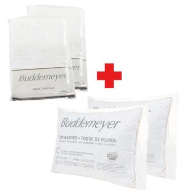 Imagem de 2 Travesseiros Buddemeyer Toque de Pluma+ 2 Fronhas 50x70