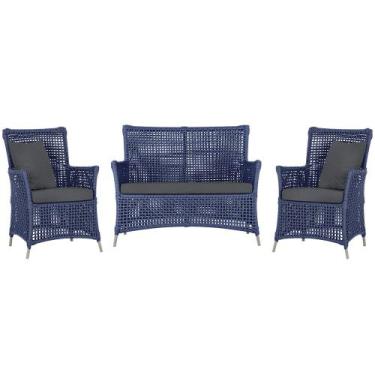 Imagem de Jogo Sofá e 2 Poltronas de Área Igapó Alumínio Pintura Fendi Corda Náu