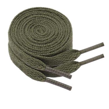 Imagem de ANNISHER 2 pares de cadarços planos para tênis, cadarços atléticos coloridos, cordas de botas para crianças e adultos, Verde militar, 55inch(140cm)