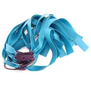 Imagem de E-outstanding Pacote com 12 faixas de borracha planas poderosas de caça com estilingue de 0,8 mm de alta elasticidade para uso ao ar livre catapulta látex liso elástico resistente para tiro, azul