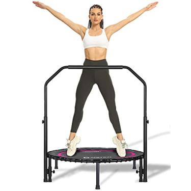 Imagem de DARCHEN Trampolim de rebote de 181,4 kg para adultos com barra, mini trampolim com alça para adultos exercícios em ambientes internos, exercícios físicos pequenos, balanço silencioso e seguro [101,4 cm]