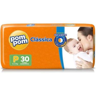 Imagem de Fralda Pom Pom Clássica Jumbo 1 Pacote Tamanho P C/ 30 Unidades