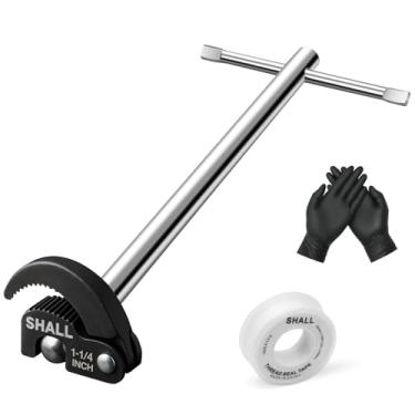 Imagem de SHALL Chave de lavatório de 28 cm, chave de pia ajustável, chave inglesa totalmente polida com capacidade de mandíbula de 3/20.3 cm a 3,5 cm para espaços difíceis de alcançar