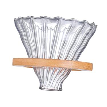 Imagem de 1 Conjunto Filtro De Cafeteira Funil De Café De Vidro De Gotejamento De Café Gotejador De Vidro Inteligente Servidor De Vidro Coador Cônico De Madeira Doméstico Tela De Filtro