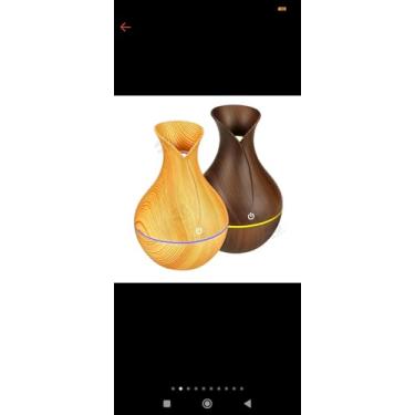 Imagem de Umidificador de Ar 130ML Ultrassônico Na Cor Madeira Clara Com 7 Opções de Cores Led Portátil, Aromatizador de Ar e Difusor de Aromas Elétrico Tipo Abajur Silencioso e Sofisticado.