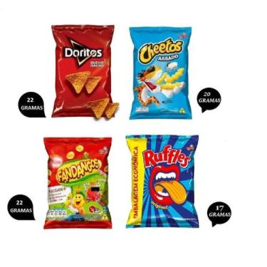 Imagem de Kit 29 Un Salgadinho Fandangos + Doritos + Ruffles +Cheetos - Elma Chi