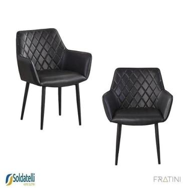 Imagem de Kit 2 Cadeiras Design Marrakesh Preto e Caramelo PU - Fratini, Preto