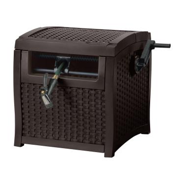 Imagem de Suncast Carretel de mangueira com guia de mangueira Smart Trak, conexão à prova d'água, construção de resina durável, capacidade de mangueira de 65 m, marrom, feito nos EUA