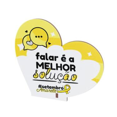 Imagem de Kit 10 Coração MDF Lembrancinha Setembro Amarelo Conscientização - Abs