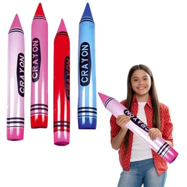 Imagem de Giz de cera inflável grande – conjunto de giz de cera com tamanho jumbo de 61 cm – perfeito para decorar o quarto ou sala de aula do seu filho – ótima ideia de lembrancinha de festa – pacote com 4