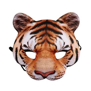 Imagem de NewL Máscara de Halloween 3D Animal Half Face Party Cosplay Fantasia para Mulheres e Homens (Tiger)