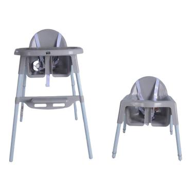 Imagem de Cadeirão Cadeira Alimentação Alta Refeição Bebê Papa Cinza