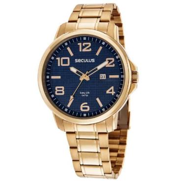 Imagem de Relógio Seculus Masculino Analógico 44094Gpsvda3 D F Azul