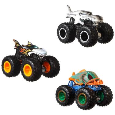 Imagem de Conjunto Monster Trucks, 3 Carrinhos em Escala 1:64 Shark Wreak, Piran Ahh e Mega Wrex, Hot Wheels