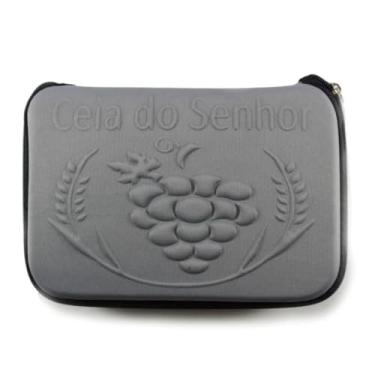 Imagem de Estojo Santa Ceia Portátil, Kit Completo com Zíper, Material EVA e Tecido Termo Moldado, 9,5 x 14 x 4 cm, Bandeja Interna, Disponível em Várias Cores (Cinza)