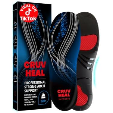 Imagem de Palmilhas de suporte de arco alto para fascite plantar acima de 220 lbs para homens e mulheres - inserções de sapato ortopédico - palmilha de bota de trabalho (2GG, azul)