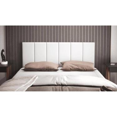 Imagem de Cabeceira Casal Clara 1,40 Almofadada Corino Branco