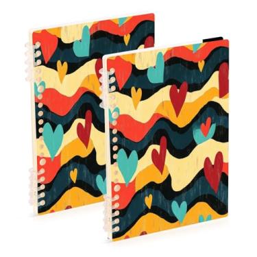 Imagem de Burbuja Cadernos de corações dos namorados, papel pautado universitário A5 com 60 folhas, fichário para diário, escritório, 2 unidades