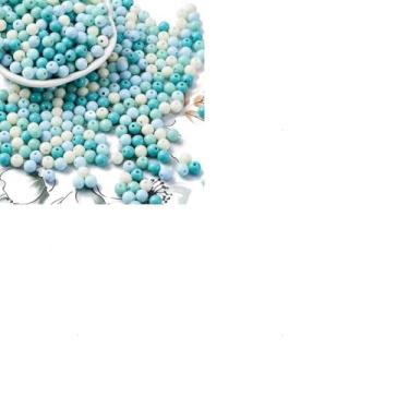 Imagem de Contas de acrílico redondas opacas de 10 g, bolas de acrílico de 5 mm, contas de chiclete para fazer joias, pulseira, colar, brincos, artesanato, turquesa, orifício: 1,5 mm