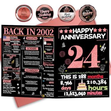 Imagem de Joycard Cartão de aniversário de 24 anos para mulheres, cartão de casamento para esposa, presentes de decorações de casamento doces para casal, perfeito para ela no dia de aniversário, em 2002