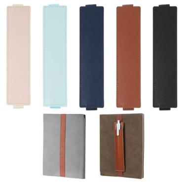 Imagem de Xthrotsenk 5 peças de suporte elástico para caneta de couro para notebook, bolsa de caneta, alças removíveis, estojo de lápis para agendas de diário e livros (5 cores)