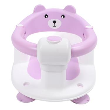 Imagem de Jiawu Cadeira de Banho Infantil Antiderrapante, Assento de Banho para Bebês, Resistente, Banco de para Recém-nascidos, Plástico Branco, 12,4x15,94 Polegadas (Roxo)