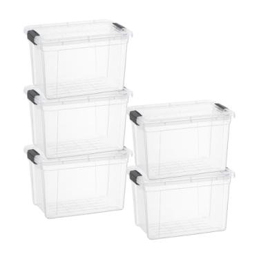 Imagem de Superio Caixas de armazenamento com tampas - pacote com 5, caixas transparentes de 2,5 litros para organização, recipientes de plástico empilháveis - livre de BPA, não tóxico, sem odor, organizador