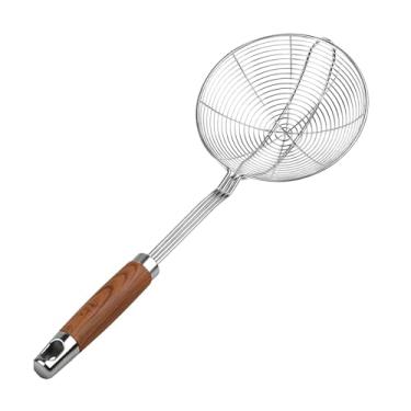 Imagem de ＫＬＫＣＭＳ Escumadeira/Concha para Fritar com Cabo de Madeira, Utensílio de Cozinha para Fritar Alimentos como Bolinhos e Espaguete, 13.5 Cm