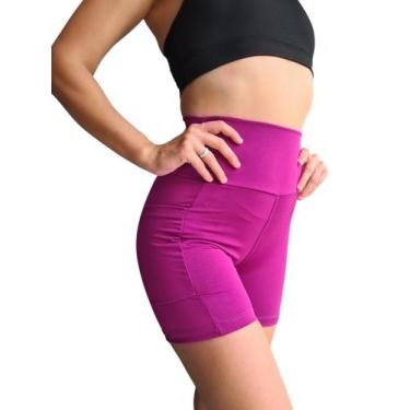 Imagem de Short Academia Meia Coxa com Bolso Lisa e Estampado Legging Feminina S