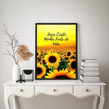 Imagem de Quadro Jesus Cristo Vida 33x24cm - Vidro, Moldura Preta