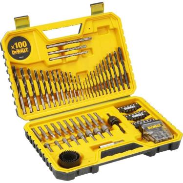 Imagem de Jogo Bits Brocas Soquetes E Acessórios 100 Peças Para Parafusadeira E Furadeira Dt71563...
