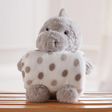 Imagem de Manta e Bichinho KazzaVip Baby Pelúcia 100% Poliéster Microfibra Dino Cinza