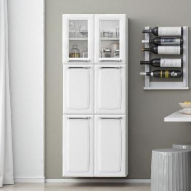 Imagem de Paneleiro Duplo em Aço em Aço 6 Portas 2 de Vidro 4 Prateleiras Luce I