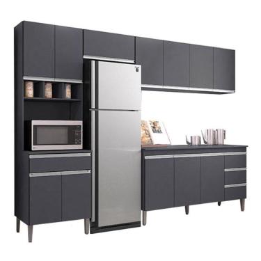 Imagem de Cozinha Com Balcão E Tampo 160 Cm Andréia Cinza Fosco - Ajl