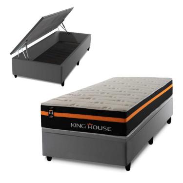 Imagem de Cama Box Baú Sirius 96x203 com Molas Ensacadas King House