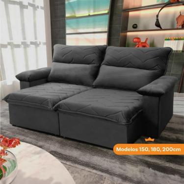 Imagem de Sofá Retrátil Reclinável Paris 1,50m Suede Velut Cinza Molas No Assento - King House