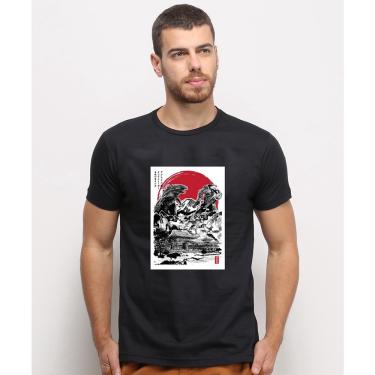 Imagem de Camiseta masculina Preta algodao Godzilla Vs Pacific Rim Desenho
