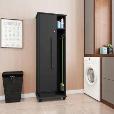 Imagem de Armário Multiuso 1 porta com chave LAVANDERIA CARIBE PRETO - RV