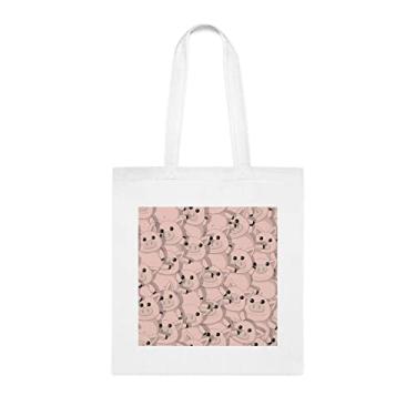 Imagem de Padrão sem costura com sacola de porcos engraçados, presente divertido, bolsa de ombro, bolsas reutilizáveis, ideia de presente de cesta de Natal de aniversário, Branco