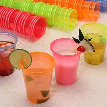 Imagem de Kit Drink 100 Copos Crystal Neon 300ml com Canudos