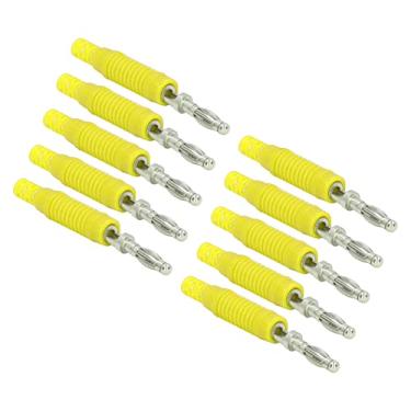 Imagem de Tgoon Plugue banana, 10 conjuntos de conectores de plugue banana latão isolado segurança 24A forte conectividade resistente ao desgaste para sondas (amarelo)