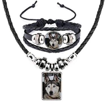 Imagem de Conjunto de joias de couro para fotografia Husky Dog Animal Snow